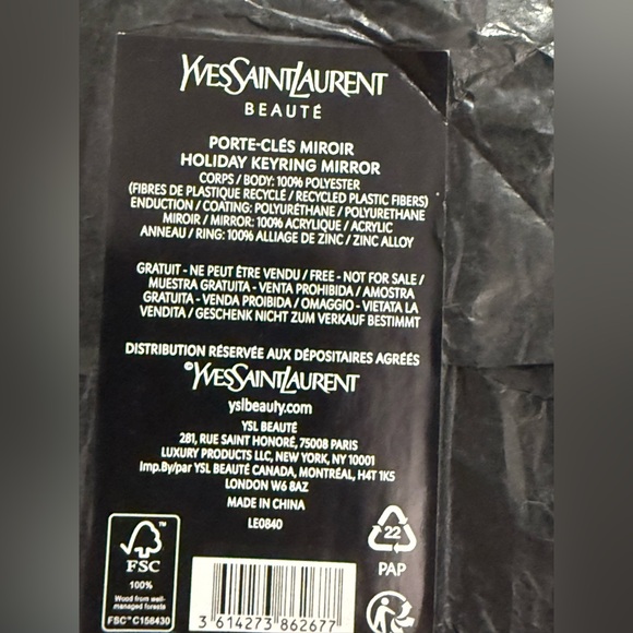 Yves Saint Laurent Black and White Mirror Keyring Gift With Purchase (NWT) - Picture 4 of 6